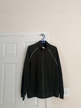 Goodfellow & Co Black Full-Zip Sweater Jacket with White Piping